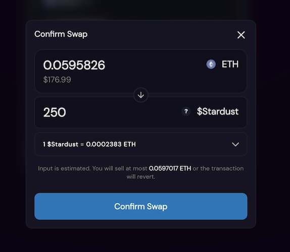 Sushi Swap Confirm